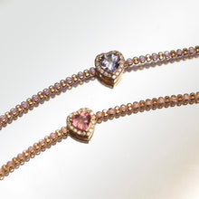 Load image into Gallery viewer, Halo Diamond Purple Tanzanite Heart Beam Bracelet