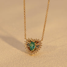 Load image into Gallery viewer, Emerald Pear Dawnlight Heart Necklace