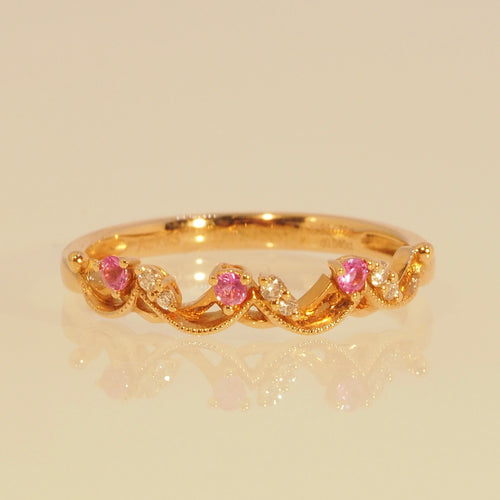 The Pink Sapphire and Diamond Wave Ring