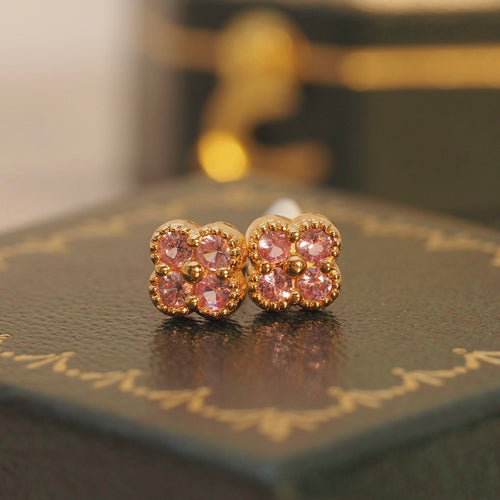 Pink Sapphire Clover Earrings