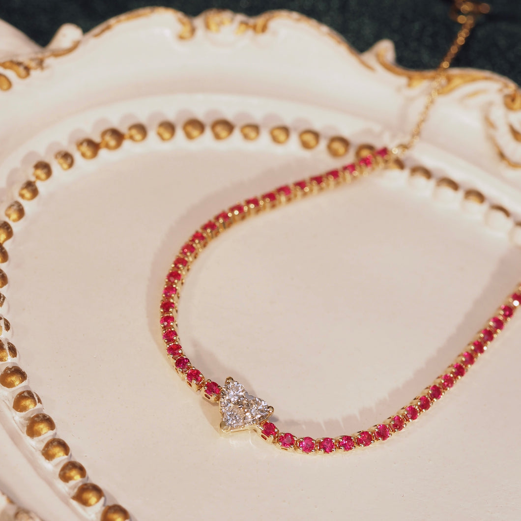 Diamond Heart Ruby Band bracelet
