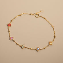 Load image into Gallery viewer, Rhombus Rainbow Sapphire Golden Dot Bracelet
