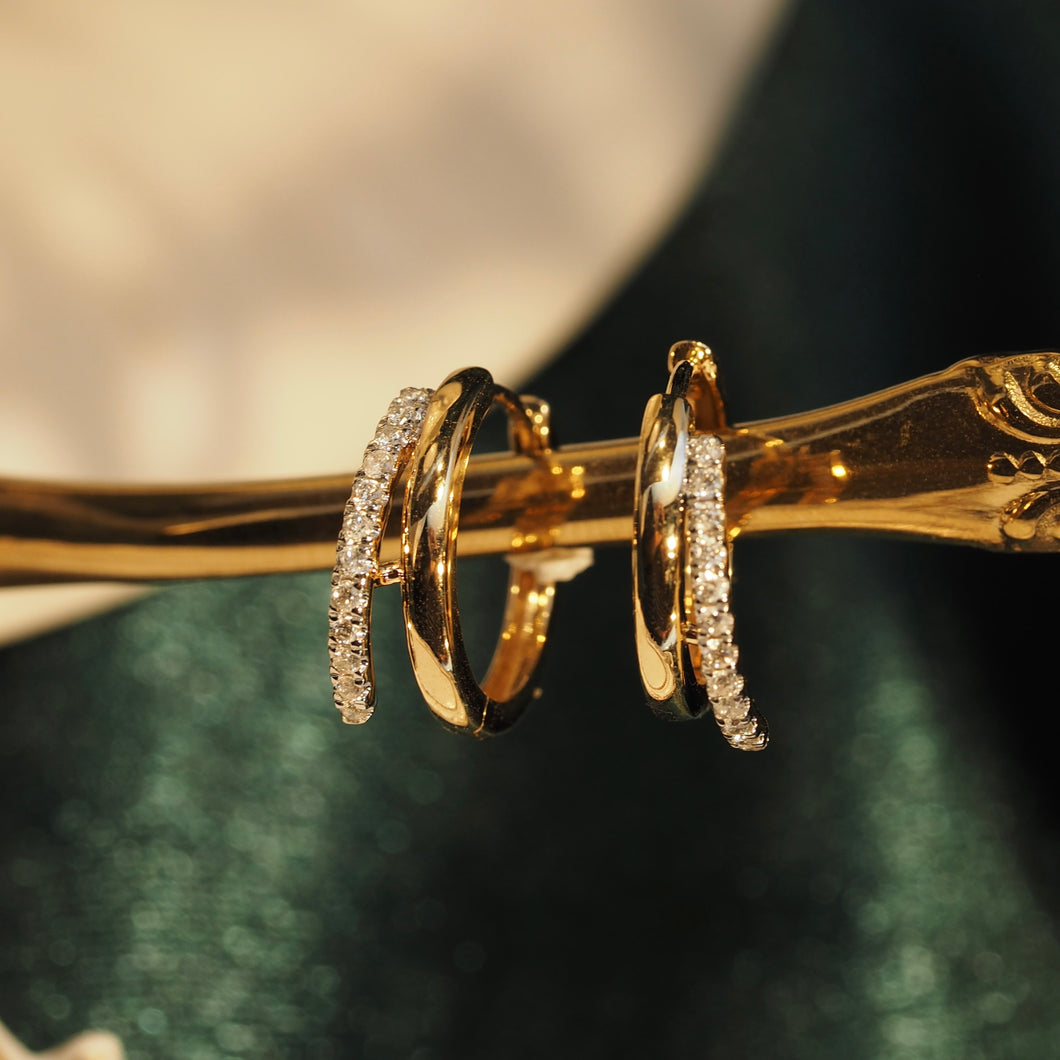 Diamond Wings Hoop Earrings