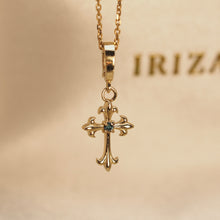 Load image into Gallery viewer, Blue Diamond Cross Pendant (Removable Clasp)