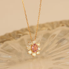 Load image into Gallery viewer, Padparadscha Floral Necklace (with Japan DGL Gem Cert)