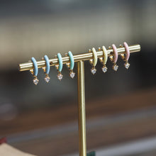 Load image into Gallery viewer, Baby Blue Enamel Hoop Earrings