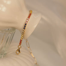 Load image into Gallery viewer, Rainbow Sapphire Band and Link Chain Bracelet