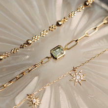 Load image into Gallery viewer, Bezel Green Sapphire Link Chain Bracelet