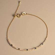 Load image into Gallery viewer, Blue Sapphire Dot and Diamond Band Bracelet
