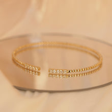 Load image into Gallery viewer, Open Diamond Bar Golden Bead Bangle