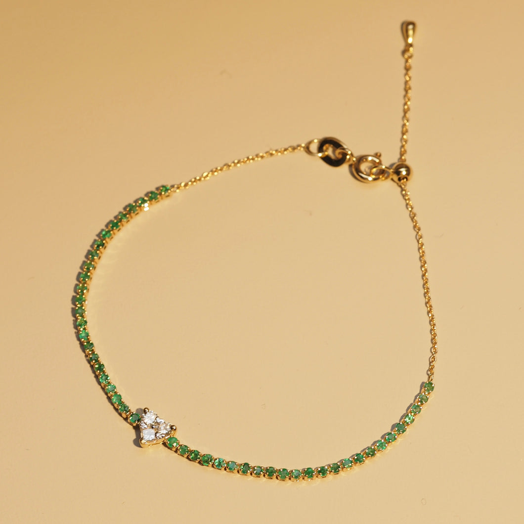 Diamond Heart Emerald Band bracelet