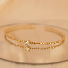 Load image into Gallery viewer, Bezel Diamond Golden Bead Bangle