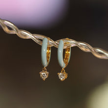 Load image into Gallery viewer, Baby Blue Enamel Hoop Earrings