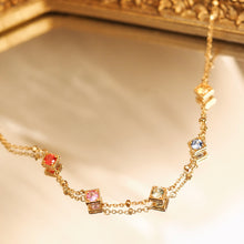 Load image into Gallery viewer, Rhombus Rainbow Sapphire Golden Dot Bracelet