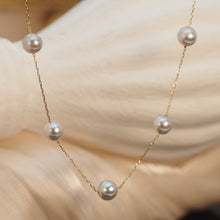 Load image into Gallery viewer, Silver Blue Akoya Pearl Necklace