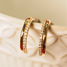 Load image into Gallery viewer, Golden Diamond Side by Side Earrings