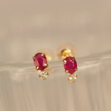 Load image into Gallery viewer, Ruby and Diamond Exclaimed Earrings