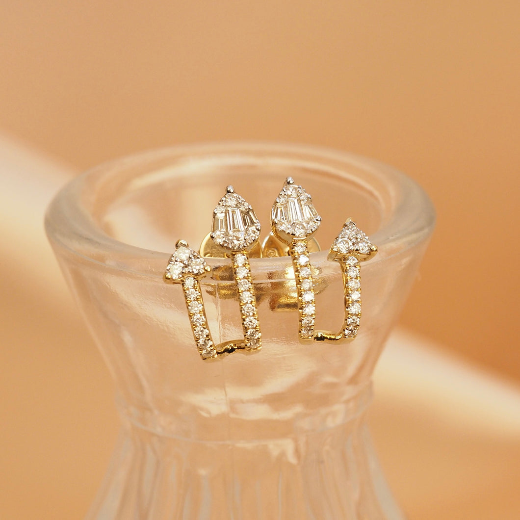 Dual Diamond Arrow Earrings