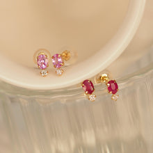 Load image into Gallery viewer, Ruby and Diamond Exclaimed Earrings