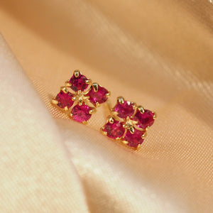 Ruby Clover Earrings