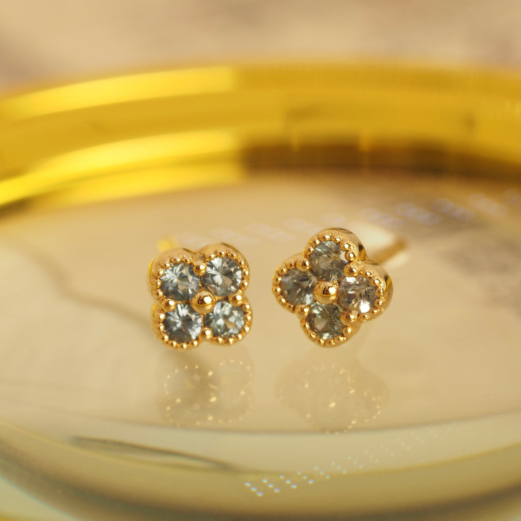 Blue Sapphire Clover Earrings
