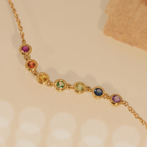 Rainbow Bezel Chain Bracelet