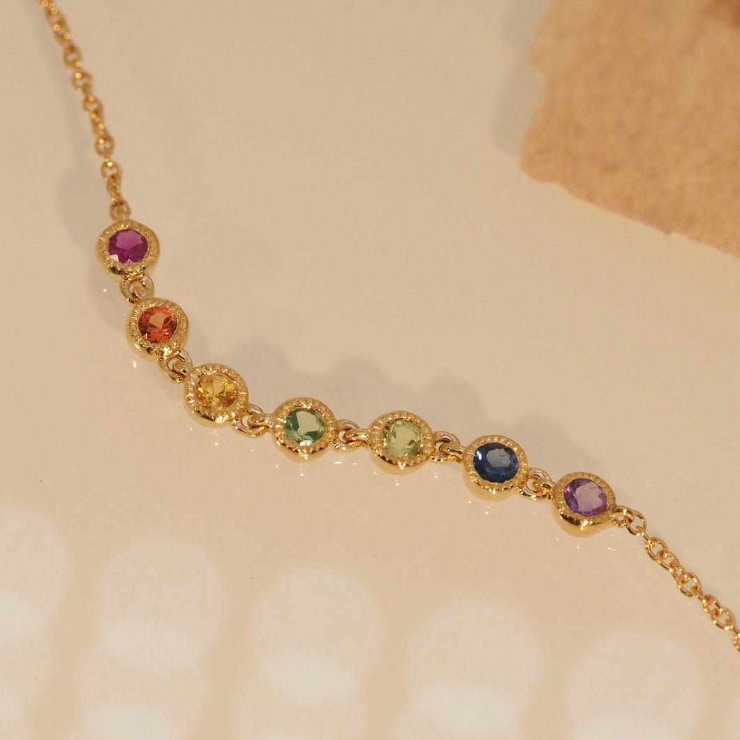Rainbow Bezel Chain Bracelet