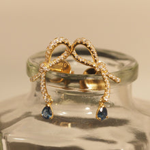 Load image into Gallery viewer, Blue Sapphire Pear Ribbon Earrings