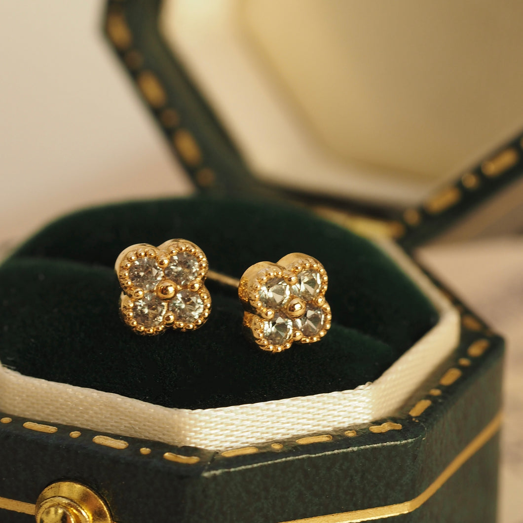 Green Sapphire Clover Earrings