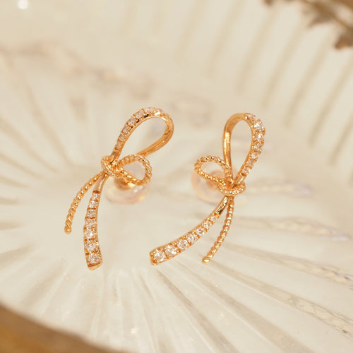 Diamond Ribbon Earrings