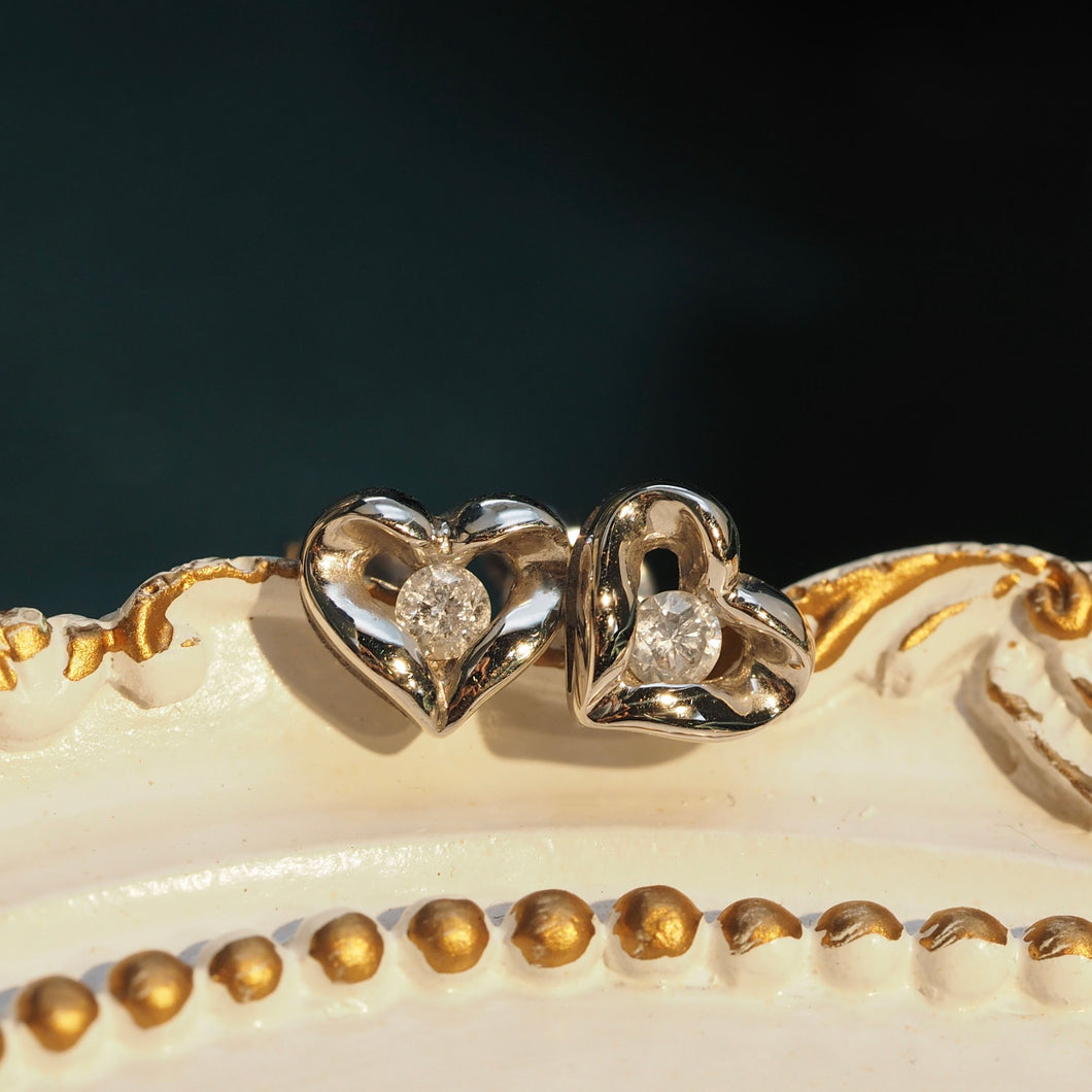 Diamond Hollow Heart Earrings