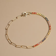 Load image into Gallery viewer, Rainbow Sapphire Band and Link Chain Bracelet