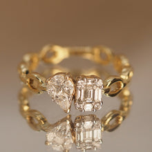 Load image into Gallery viewer, Diamond Toi Et Moi Link Chain Ring