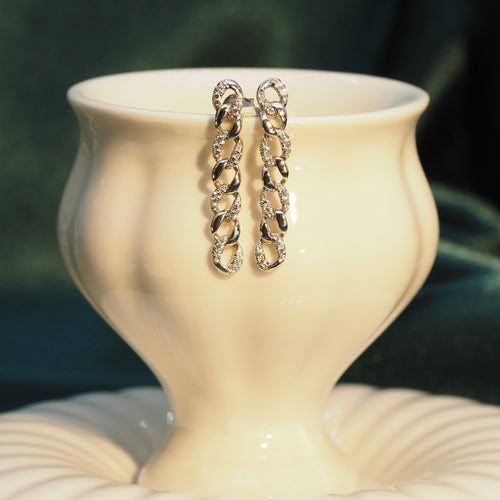 Diamond Link Chain Earrings