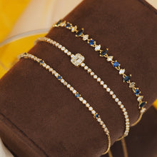 Load image into Gallery viewer, Blue Sapphire Dot and Diamond Band Bracelet