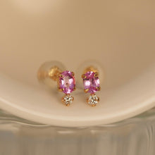 Load image into Gallery viewer, Pink Sapphire and Diamond Exclaimed Earrings