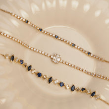 Load image into Gallery viewer, Blue Sapphire Dot and Diamond Band Bracelet