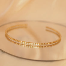 Load image into Gallery viewer, Diamond Bar Golden Bead Bangle