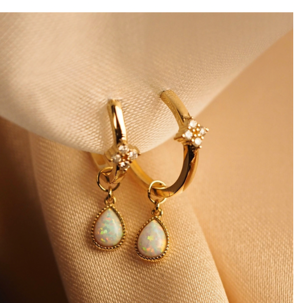 Diamond Clover Earrings with Opals