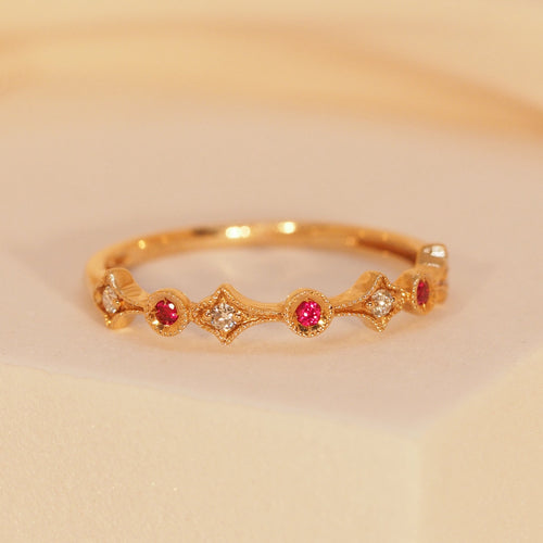 Ruby and Diamond Kite Ring