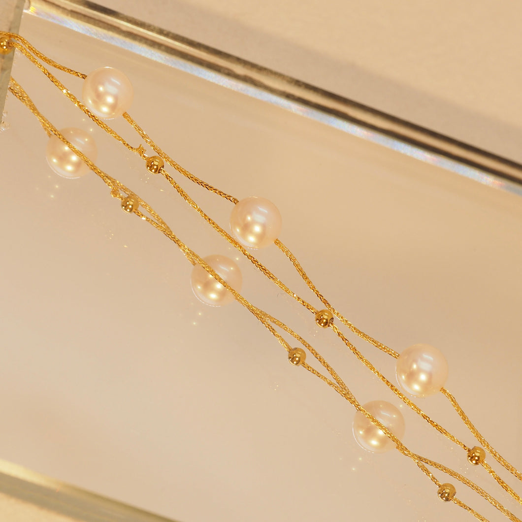 Akoya Pearl and Double Dot Bracelet