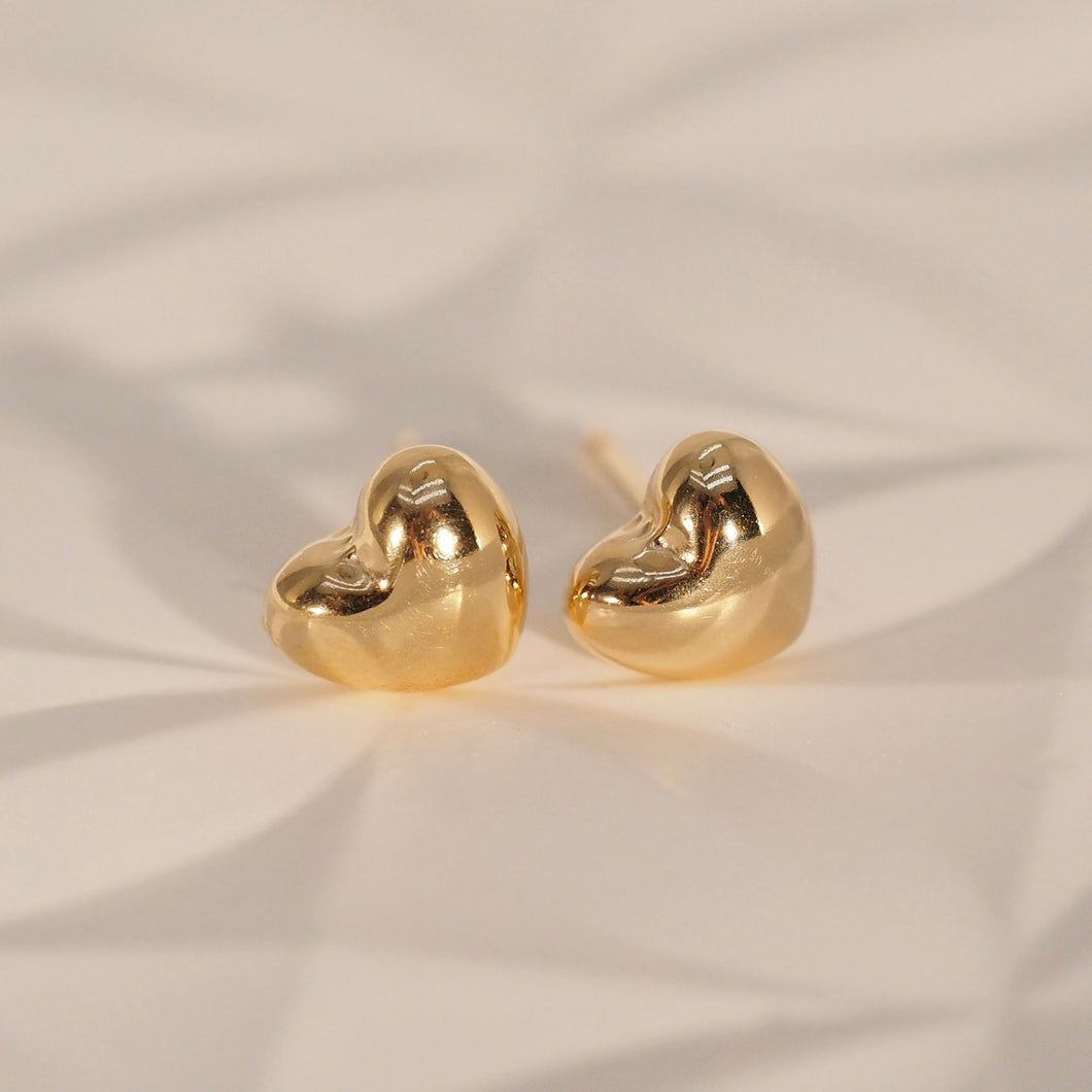 Golden Heart Stud Earrings