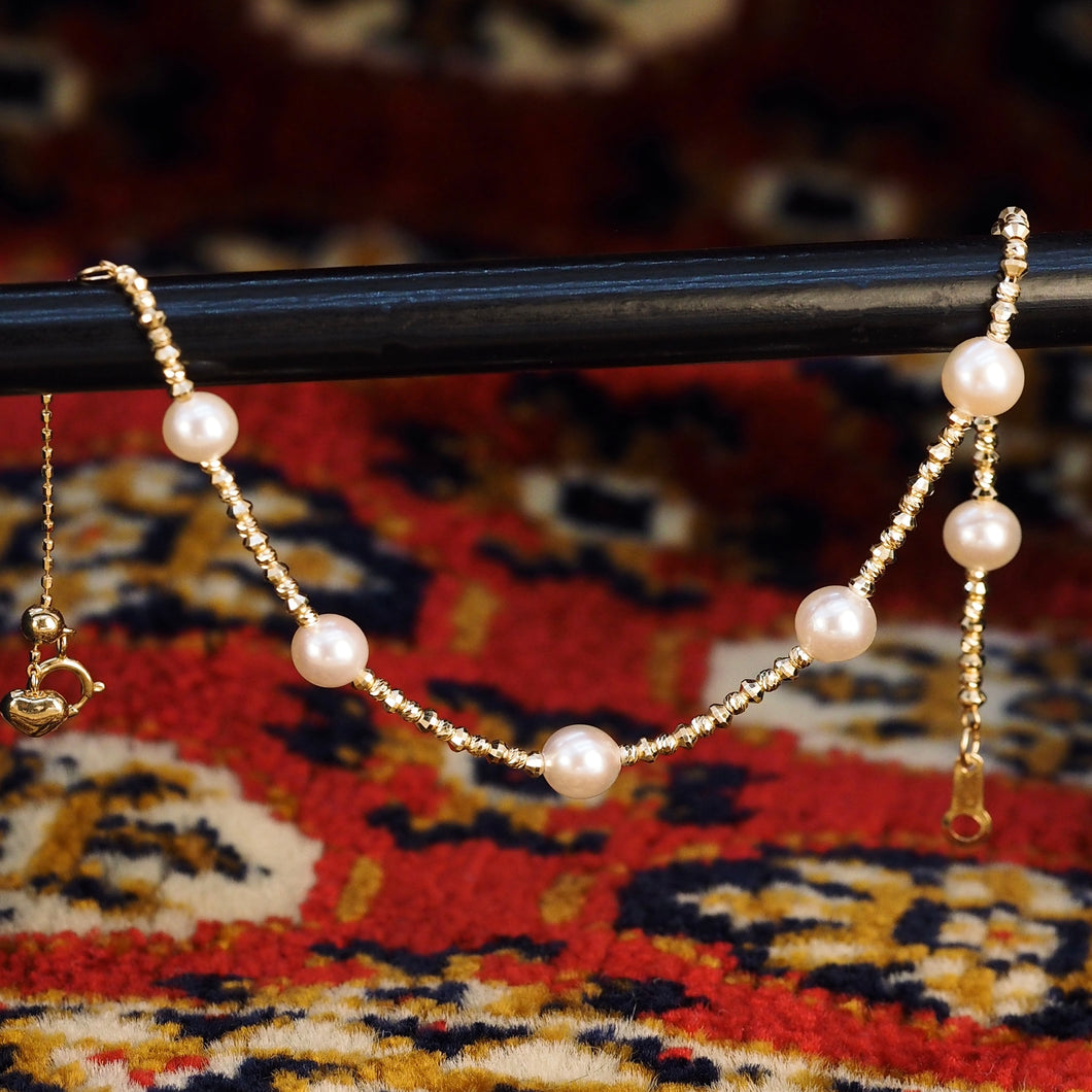 Akoya Pearl and Metallic Meteorite Ball Bracelet