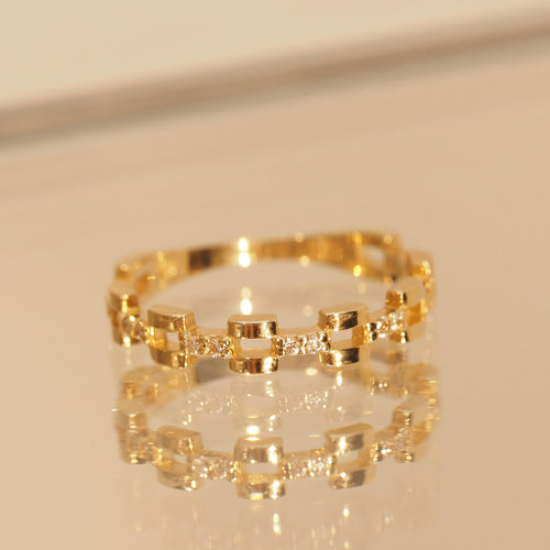 Diamond Chain Block Ring