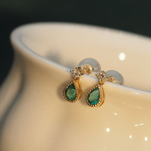Emerald Pear Earrings