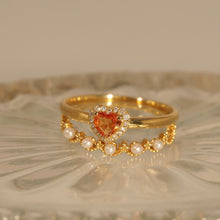 Load image into Gallery viewer, Orange Sapphire Diamond Heart Ring