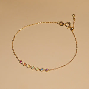 Rainbow Bezel Chain Bracelet