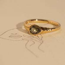 Load image into Gallery viewer, The Green Tourmaline Pear Ring