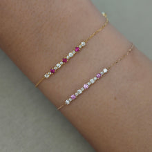 Load image into Gallery viewer, Trio Pink Sapphire and Diamond Bar Bracelet