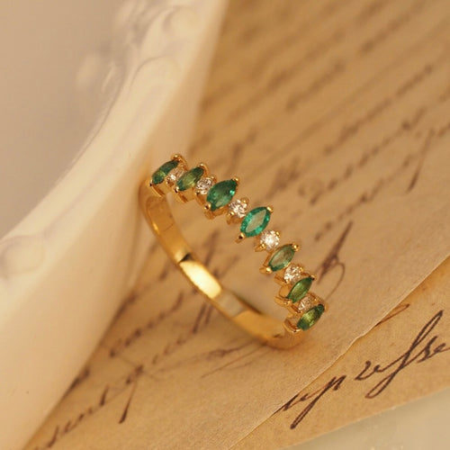 Emerald Marquise and Diamond Ring